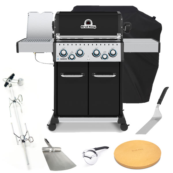 Broil King Baron 490 IR 4 Burner Gas Barbecue | Rotisserie + FREE COVER + ACCESSORIES