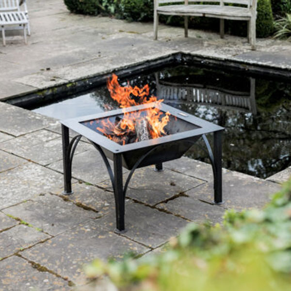 Firepits UK Box D with Two BBQ Swing Rack Arms Fire Pit