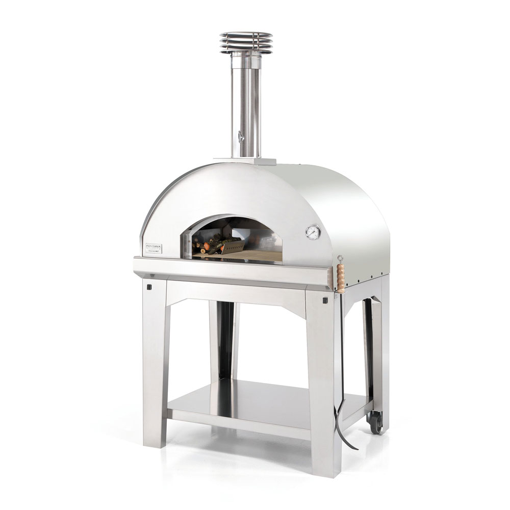 Fontana Mangiafuoco Wood Pizza Oven with Trolley | Stainless Steel