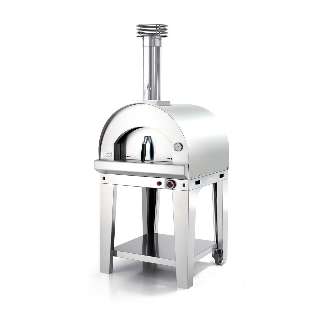 Fontana Margherita Gas-Hybrid Pizza Oven with Trolley | Stainless Steel