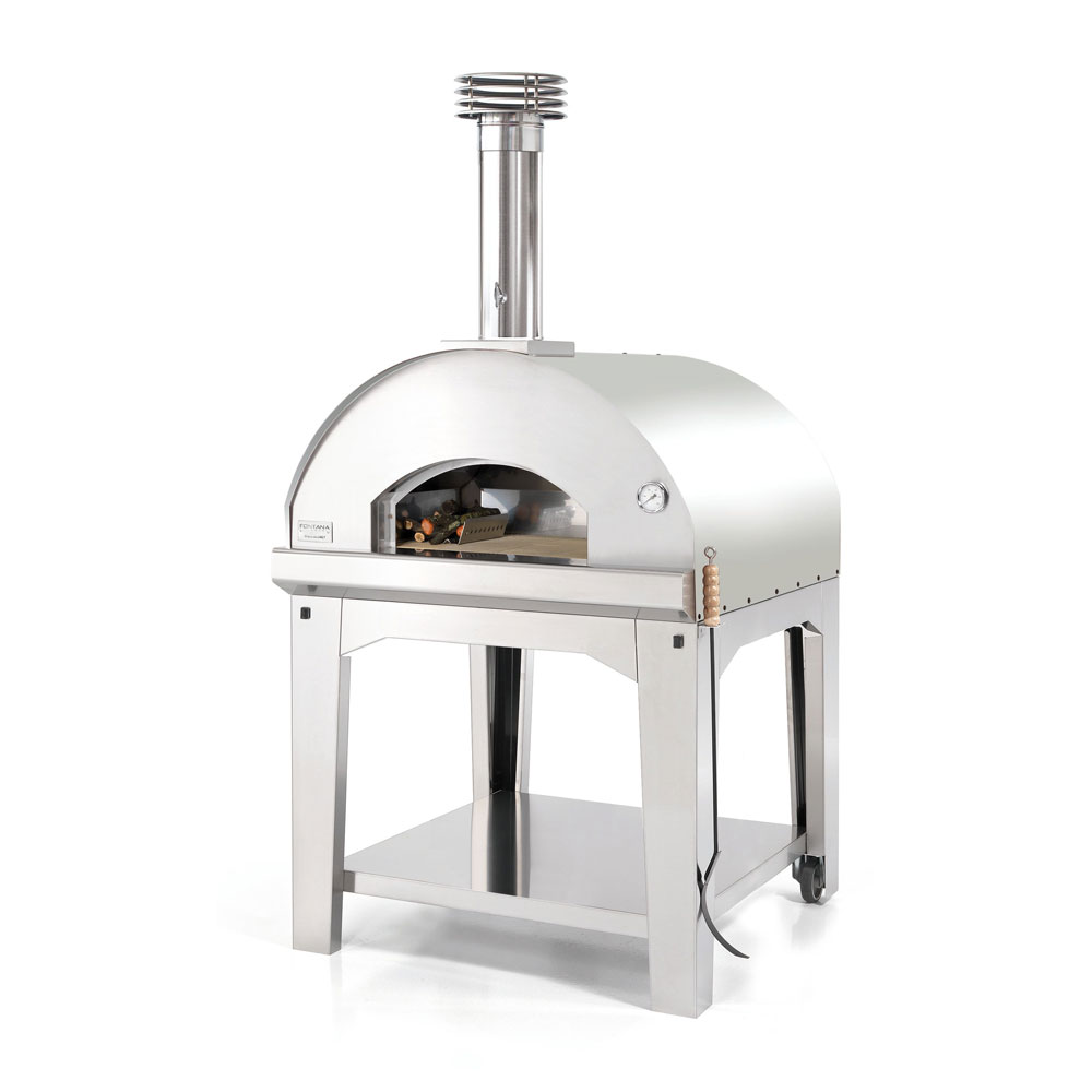 Fontana Marinara Wood Pizza Oven with Trolley | Stainless Steel