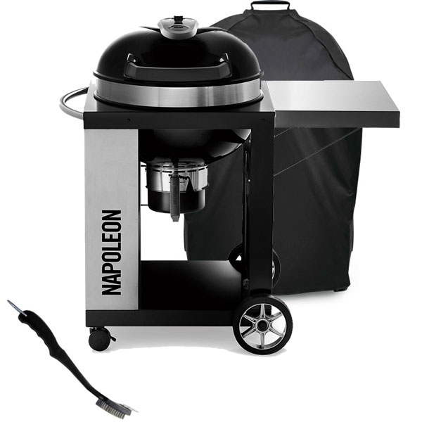 Napoleon PRO Charcoal Kettle Barbecue with Cart | FREE COVER + ACCESSORY