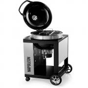 Napoleon PRO Charcoal Kettle Barbecue with Cart | Lid Open & Shelf Down