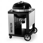 Napoleon PRO Charcoal Kettle Barbecue with Cart | Lid Closed & Shelf Down