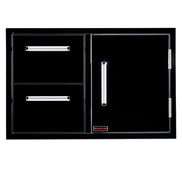 Whistler Burford Black Silk Double Drawer & Door Combo | <span style='color: #006666;'>New 2024</span>
