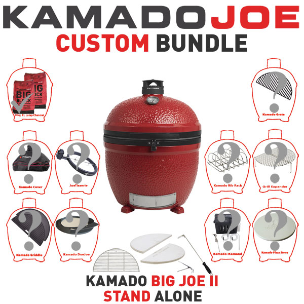 Kamado Joe Big Joe II Stand Alone Custom Bundle + FREE 18Kg KAMADO XL LUMP WOOD Charcoal