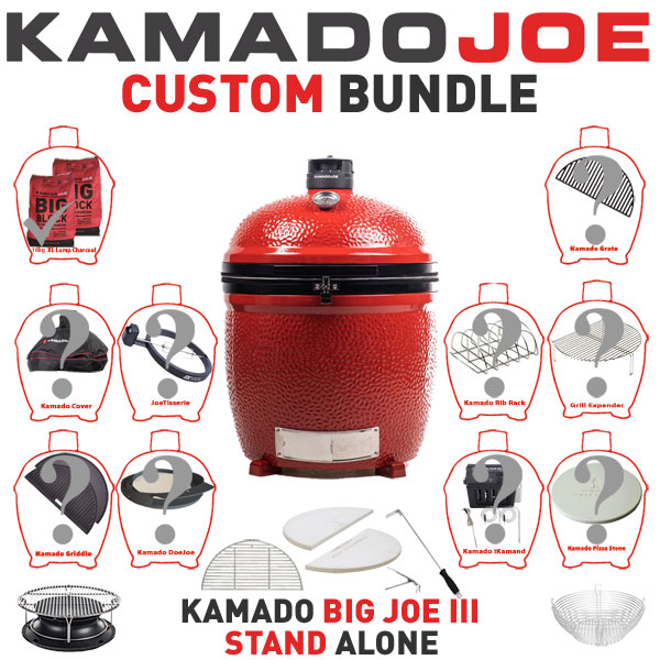 Kamado Joe Big Joe III Stand Alone Custom Bundle + FREE 18Kg KAMADO XL LUMP WOOD Charcoal
