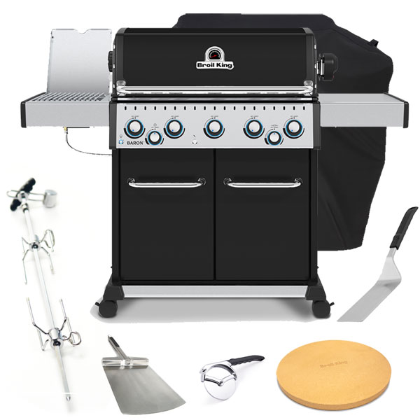 Broil King Baron 590 IR 5 Burner Gas Barbecue | Rotisserie + FREE COVER + ACCESSORIES