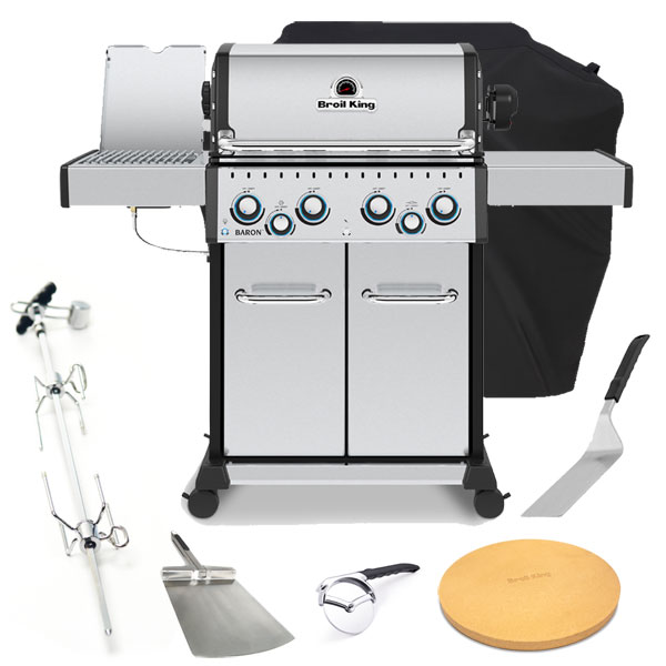 Broil King Baron S490 IR 4 Burner Gas Barbecue | Rotisserie + <span style='color: #006666;'>FREE COVER + ACCESSORIES</span>