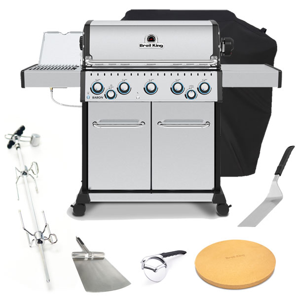 Broil King Baron S590 IR 5 Burner Gas Barbecue | Rotisserie + FREE COVER + ACCESSORIES