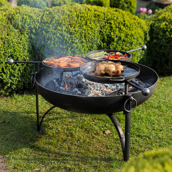 Firepits UK Plain Jane with Three BBQ Swing Arms 90cm Fire Pit