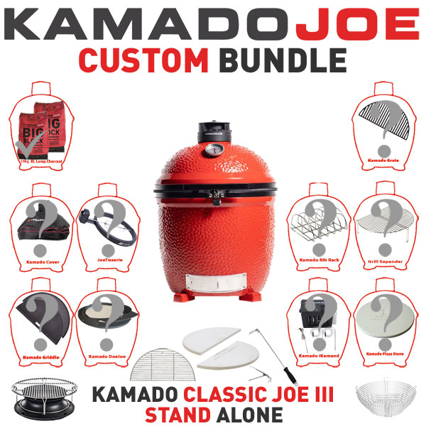 Kamado Joe Classic III Stand Alone Custom Bundle  + FREE 18Kg KAMADO XL LUMP WOOD Charcoal