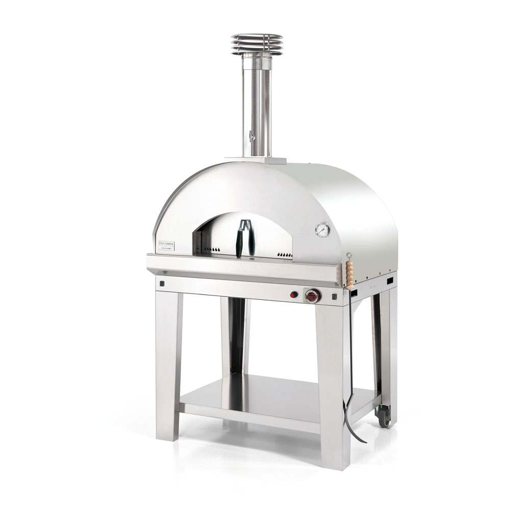 Fontana Mangiafuoco Gas-Hybrid Pizza Oven with Trolley | Stainless Steel