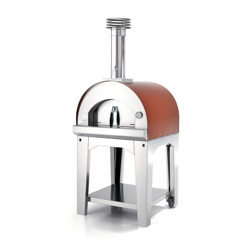 Fontana Margherita Wood Pizza Oven with Trolley | Rosso