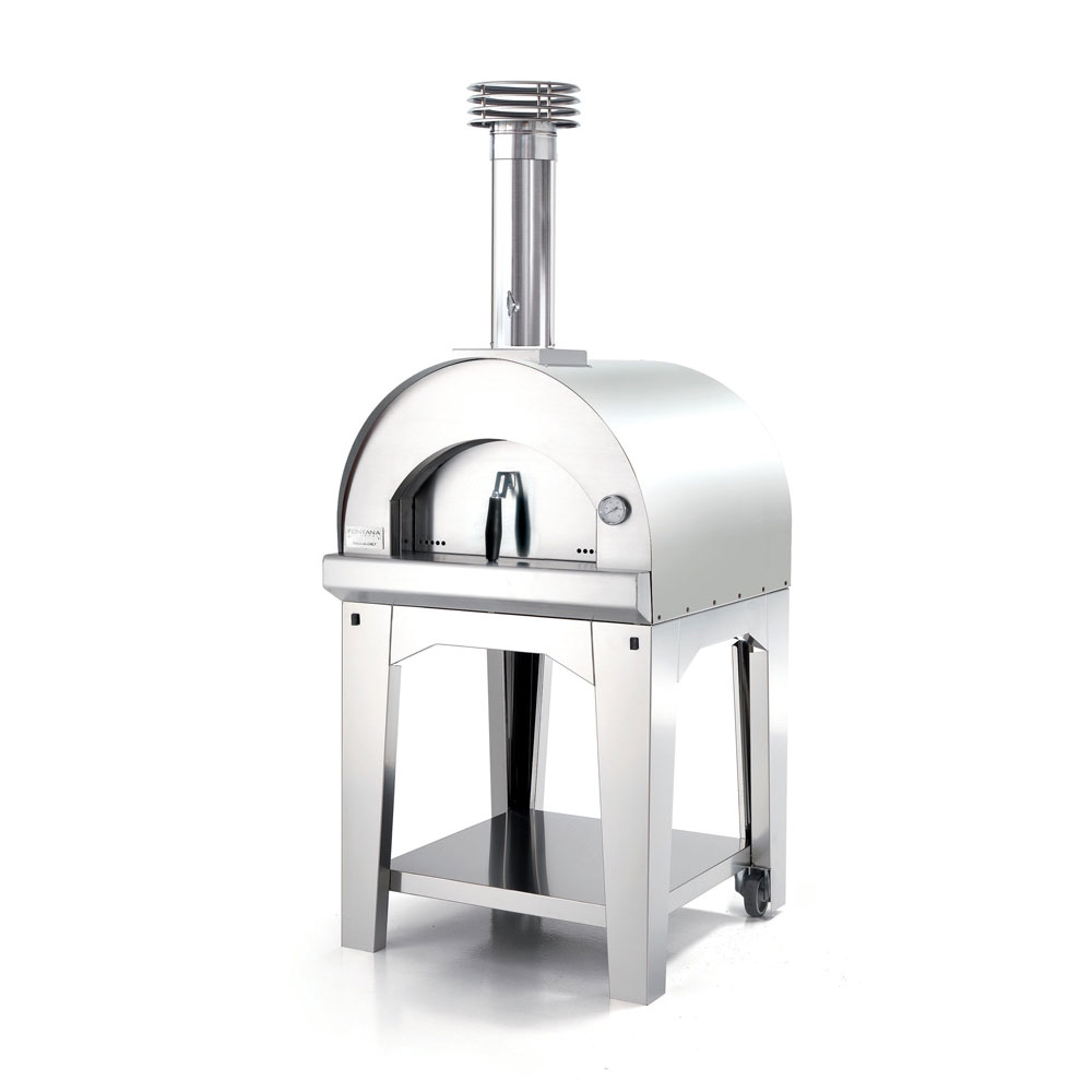 Fontana Margherita Wood Pizza Oven with Trolley | Stainless Steel