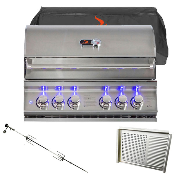 Whistler Burford Stainless Steel 4 Burner Built In Gas Barbecue | Cover + Rotisserie + FREE ACCESSORY