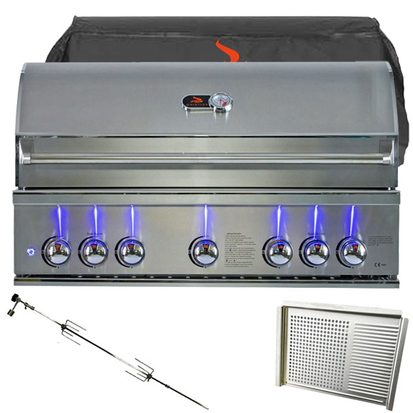 Whistler Burford Stainless Steel 5 Burner Built In Gas Barbecue | Cover + Rotisserie + FREE ACCESSORY