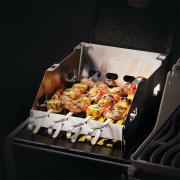 Napoleon Small Sizzle Zone Wind Shield and Skewer Rack 71302 | In Use Skewers